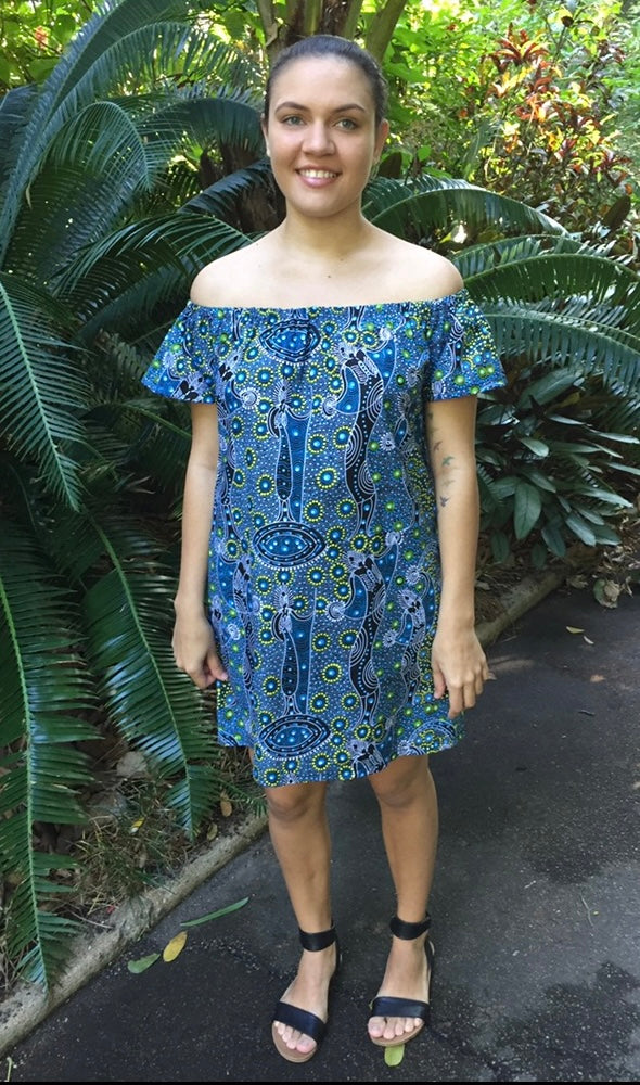 Ladies off the shoulder dress – Dreamtime Dresses