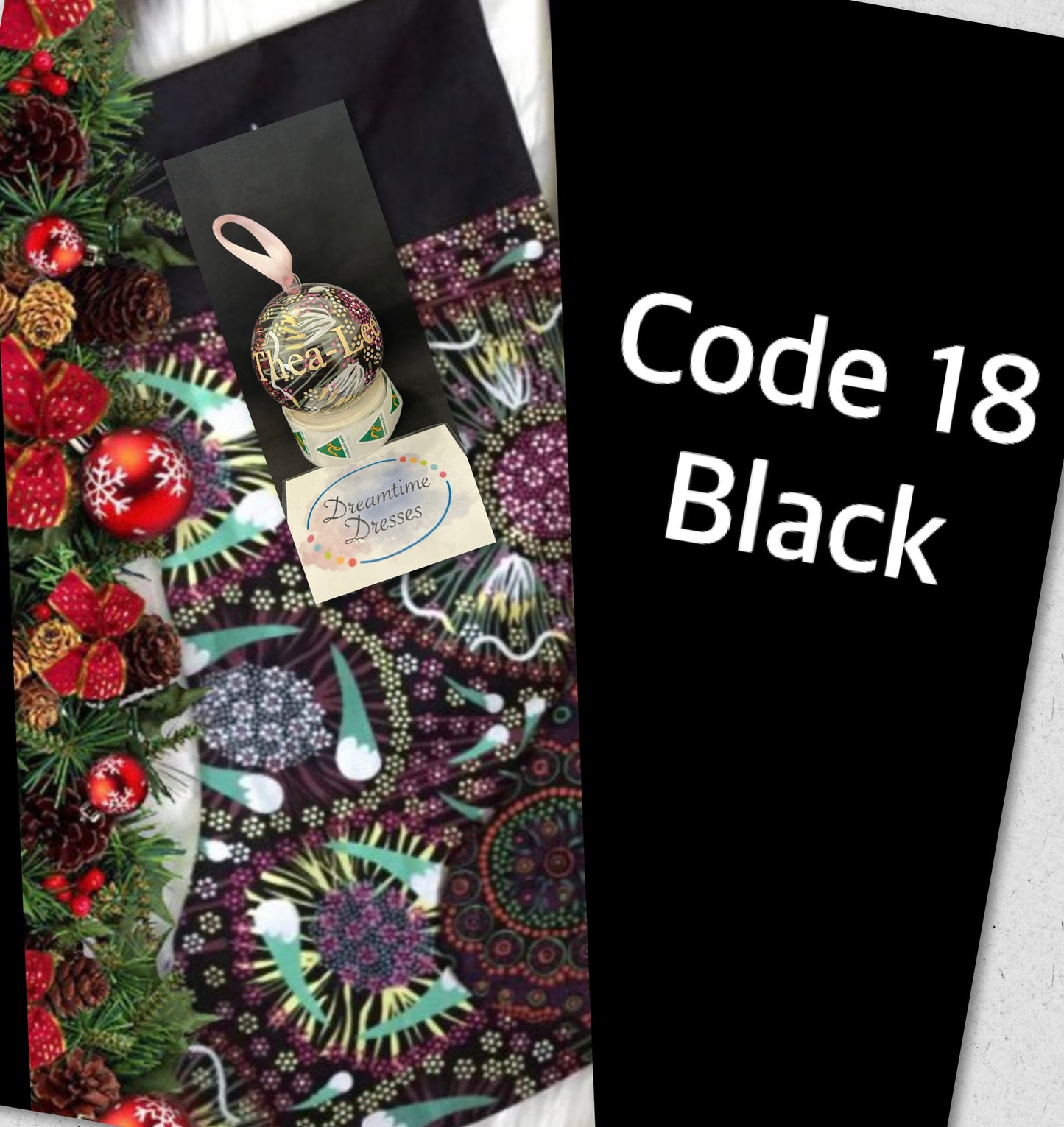 Christmas Stocking/bauble combo fabric code #18