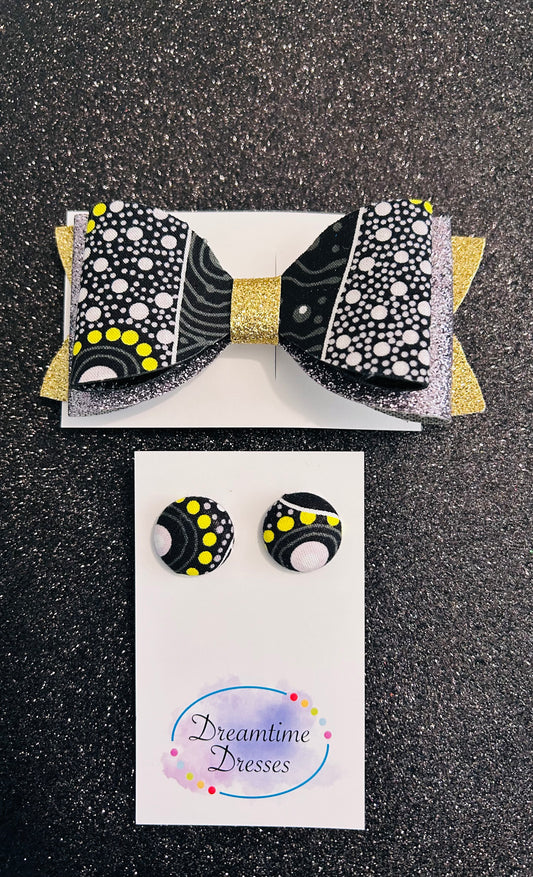 Hairbow and Stud combo fabric code #04