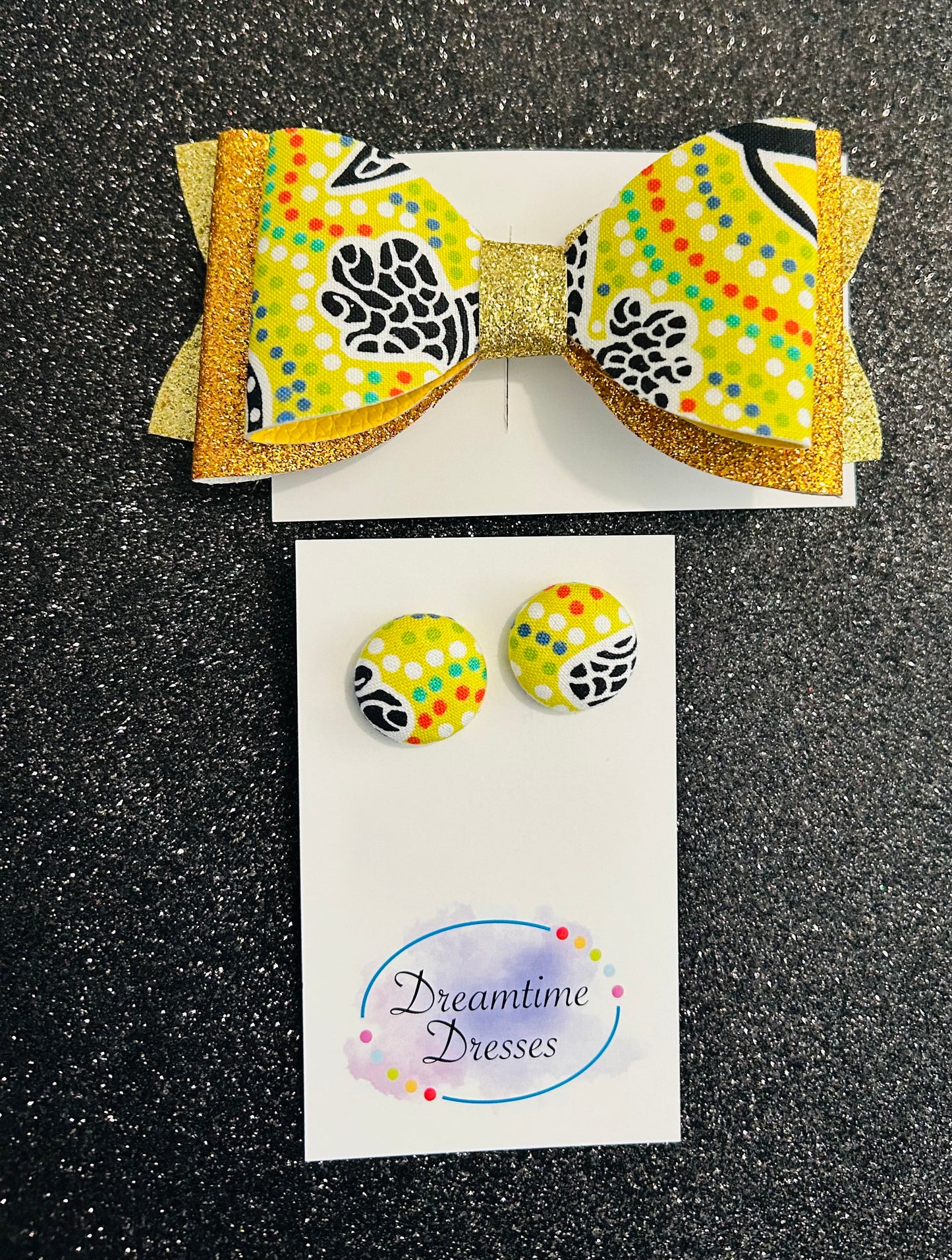 Hairbow and Stud combo fabric code #66 yellow