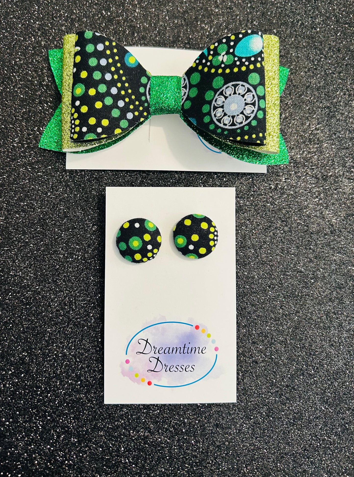 Hairbow and Stud combo fabric code #62 green