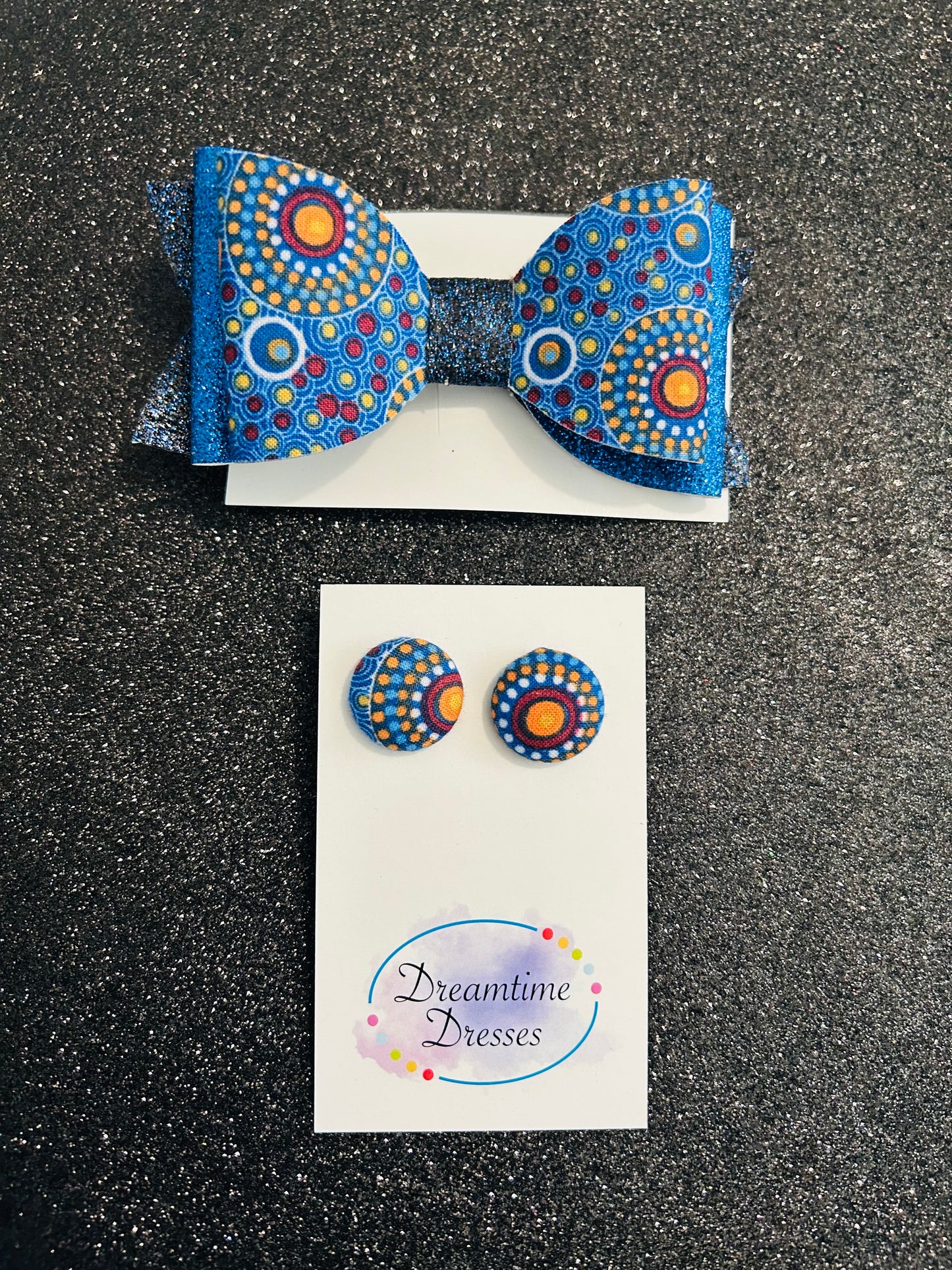 Hairbow and Stud combo fabric code #59 blue
