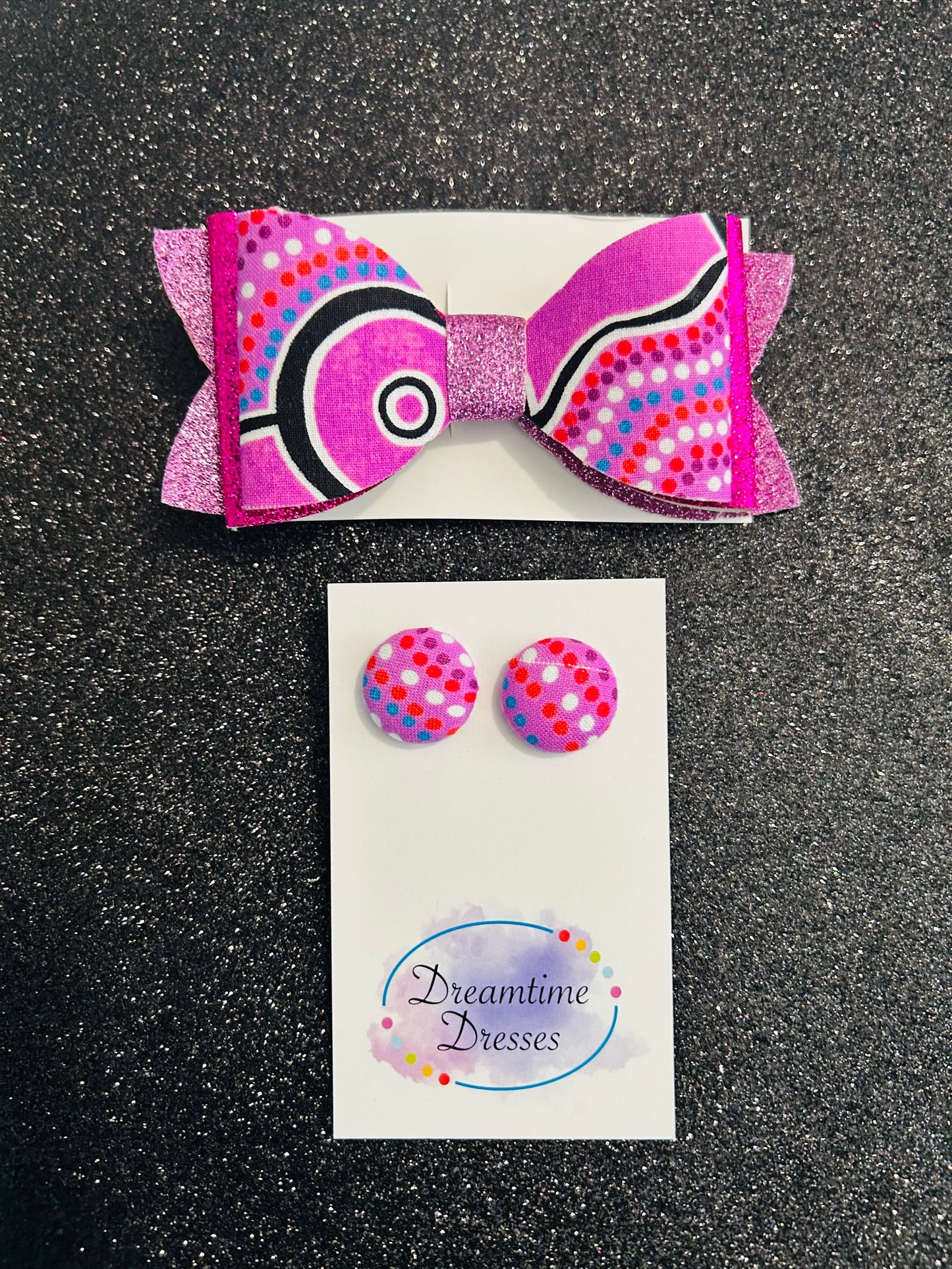 Hairbow and Stud combo fabric code #65 pink