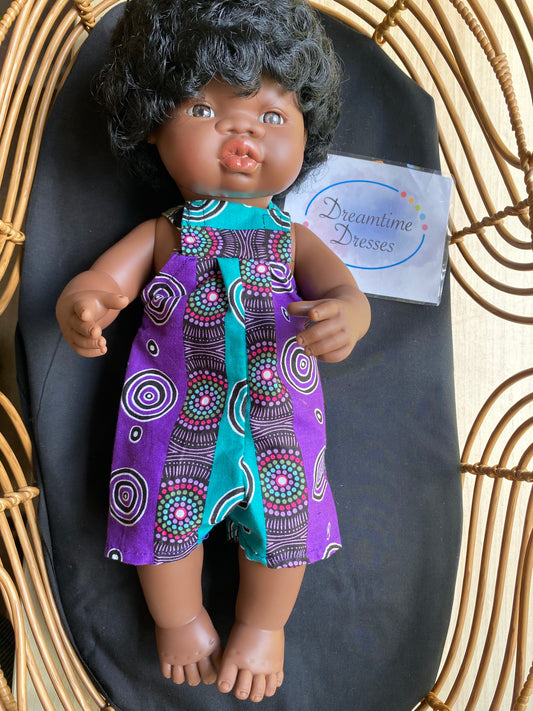 Pre Dressed Dolls Fabric code #21 overalls girl