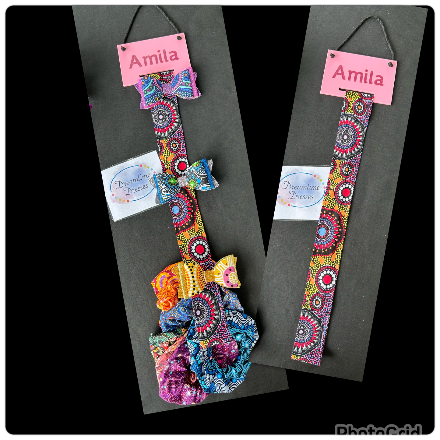 Clip Strip Accessory Holder fabric code #09 (pink name board)
