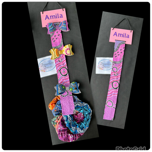 Clip Strip Accessory Holder fabric code #65 ( pink name board)